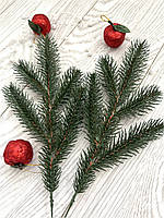 Штучна хвоя .Гілочка штучної ,зеленої ялини. Лита, ялинова гілка ( 30 см), фото 4