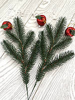 Штучна хвоя .Гілочка штучної ,зеленої ялини. Лита, ялинова гілка ( 30 см), фото 3