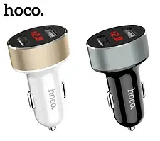 💛Адаптер автомобільний hoco z26 high praise 2usb led 2.1a, автомобільний зарядний пристрій з дисплеєм