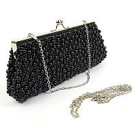 Черный вечерний женский клатч из жемчуга элегантный маленький модный красивый клатч сумочка бокс на цепочке