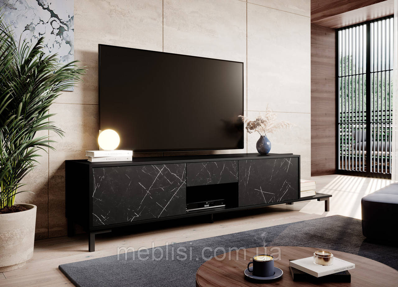 Чорна ТВ тумба MARMO 2D1S1K (195*48*40) (CAMA)