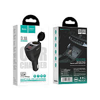 💙Автомобільний адаптер HOCO Thunder Power Cigarette Lighter with display Z34 2USB 3.1A Black