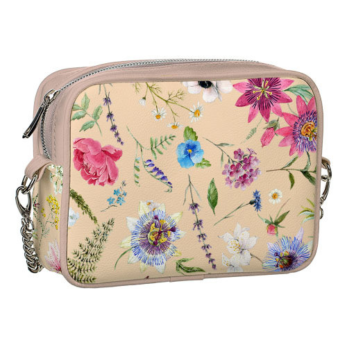 Сумка на ланцюжку Cherie Цветы на пудровом фоне 21x17x7 см (CHE2_22S040_PUD), фото 1