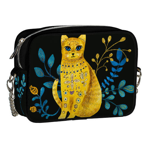 Сумка на ланцюжку Cherie Этно кошка 21x17x7 см (CHE2_22S009_BL), фото 1