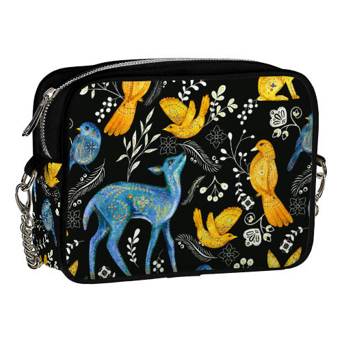 Сумка на ланцюжку Cherie Оленёнок и птицы 21x17x7 см (CHE2_22S008_BL), фото 1