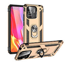 Чохол Armor для Xiaomi Redmi 10С протиударний з кільцем золотий