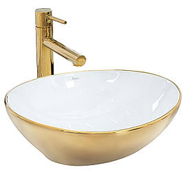 Умивальник REA Sofia Золото / Білий Блискучий REA-U0456