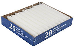 Свічка, біла 100% STEARIN (в упаковці 20шт.)