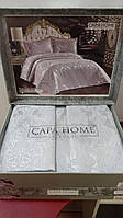Жаккардовое покрывало с наволочками Тм Capa Home 240х260 Grey серый