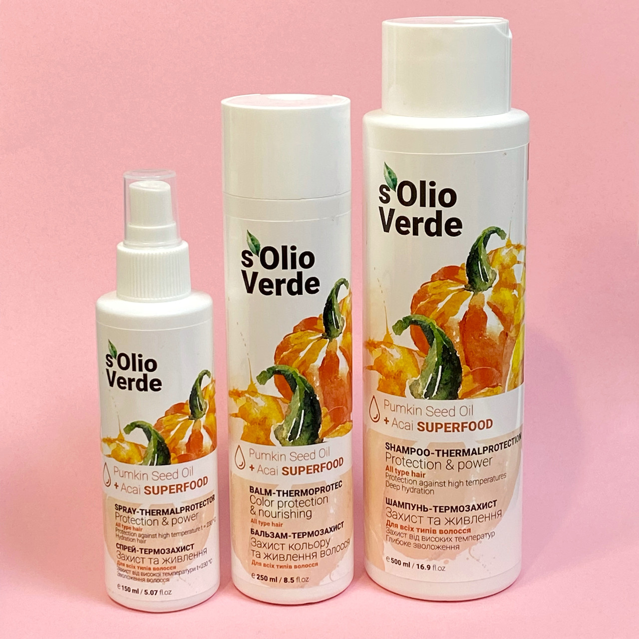 Набір-термозахист для всіх типів волосся Solio Verde Pumpkin Speed Oil