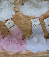Нарядные детские носки для девочки с рюшем 0-2 YUMESE Турция 4181 весенняя осенняя демисезонная .Хит!