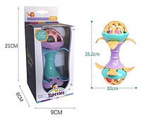 Погремушка-прорезыватель, 2 цвета, двухсторонние маракасы, в кор. 17*10*8см
