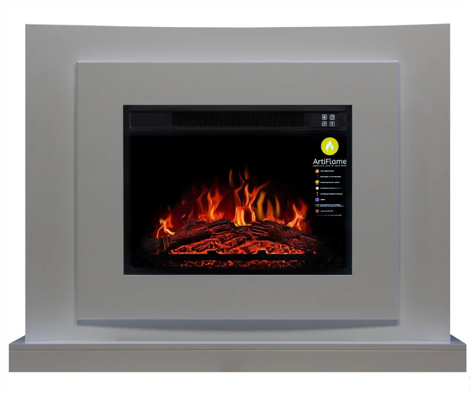 Камінокомплект ArtiFlame Lucca AF23S Білий Б'янко (зі звуком) 3D Камін зі світлодіодним підсвічуванням, фото 1