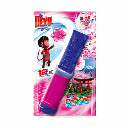 Туалетний гелевий блок точковий Dr.DEVIL 3в1 Sunset Blossom для санвузла / Гігієнічний ароматизатор унітаза профілактика нальоту, фото 1