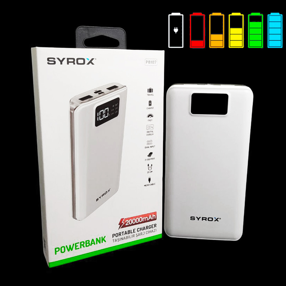 Повербанк 20000 mAh SYRОX PB107 Портативний зарядний пристрій для телефонів micro-USB та Type-C Power Bank