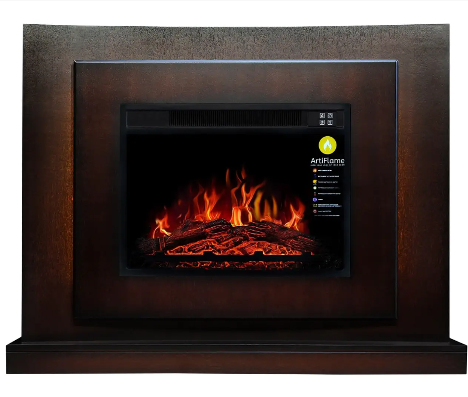 Камінокомплект ArtiFlame Lucca AF23S Махагон Коричневий Антик (зі звуком) 3D Камін зі світлодіодним підсвічуванням