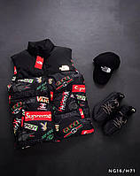 Мужская жилетка The North Face 700 черная с брендами молодежная жилет ТНФ безрукавка зе норд фейс (Bon)