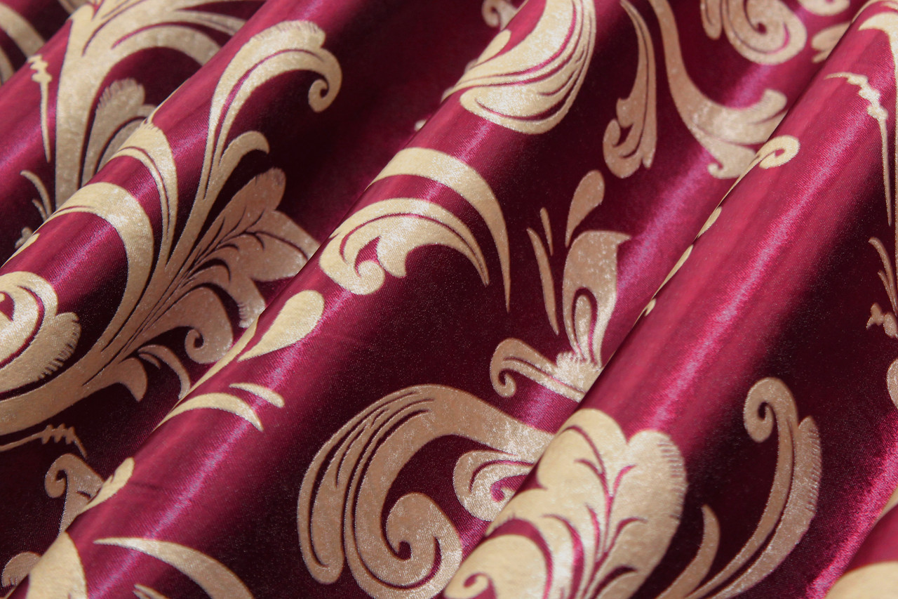 Шторы (2шт. 1,5х2,7м.) из ткани блэкаут, коллекция "Лилия", цвет бордовый с золотистым. Код 062ш(А) 30-006 - фото 8 - id-p671252178