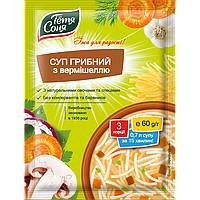 Їжа швидкого приготування Тітка Соня упаковка супу Грибного з вермішеллю 60 г х 12 шт тітка Соня