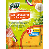 Їжа швидкого приготування Тітка Соня упаковка супу Горохового з беконом 70 г х 12 шт