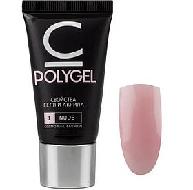Полігель, акрил-гель CosmoLac 30 мл., для нарощування та зміцнення нігтів №1 - Nude