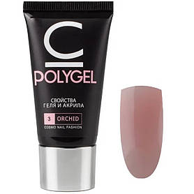 Полігель, акрил-гель CosmoLac 30 мл, для нарощування та зміцнення нігтів №3 — Orchid