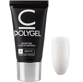 Полігель, акрил-гель CosmoLac 30 мл, для нарощування та зміцнення нігтів №4 — White