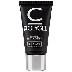 Полігель, акрил-гель CosmoLac 30 мл, для нарощування та зміцнення нігтів №5 — Clear