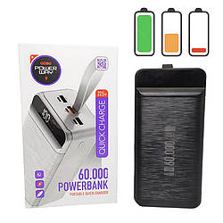 Powerbank 60000 QC60 Micro USB Type С Lightning з ліхтариком Зарядка повербанк 60000 mAh