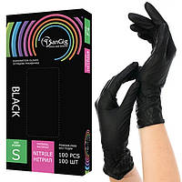 Перчатки нитриловые черные. S. 4,0 г. SanGig.