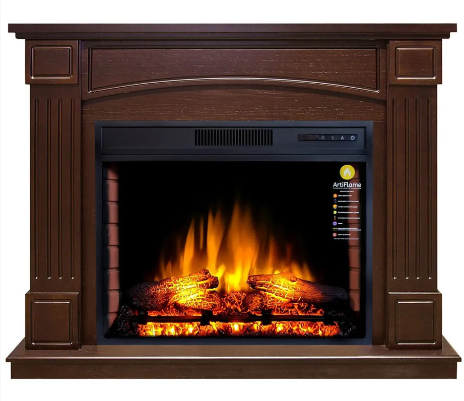 Камінокомплект ArtiFlame Boston AF28S Коньяк (зі звуком) 3D Електрокамін з ефектом живого вогню