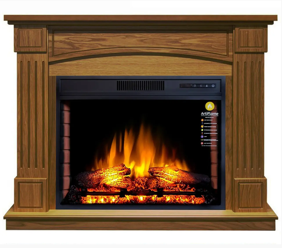 Камінокомплект ArtiFlame Boston AF28S Дуб Антик (зі звуком) 3D Електрокамін з ефектом живого вогню