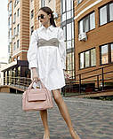 Велика модна жіноча сумка пудра на ремінці через плече і дві ручки щоденна, спортивна, міська, фото 9