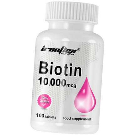 Біотин для волосся IronFlex Biotin 10,000 mcg 100 tab, фото 2