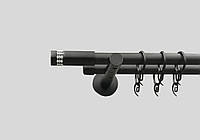 Черный матовый Карниз для штор металлический, двухрядный 19 мм (комплект) Хантос кронштейн цилиндр