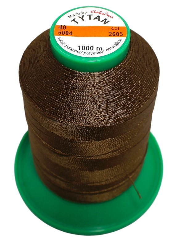 Нитка швейна із поліефірного шовку №20 2000м. «Титан» 2605 коричневий, фото 1