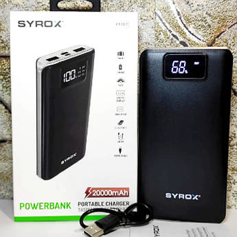 Повербанк Power Bank 20000 mAh портативна універсальна мобільна батарея Syrox PB-107 Павербанк