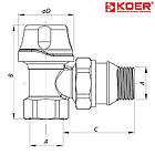 Кран термостатичний Koer KR.921-GI 1/2" кутовий, фото 2