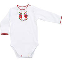 Боди вышиванка для новорожденных с длинным рукавом этнический орнамент для девочки с вышивкой цветов 74