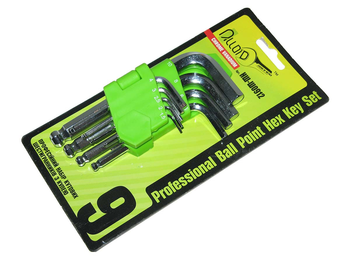 Набір шестигранників 9 пр. Alloid НС-Ш0912 з кулею 1.5-10 мм