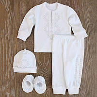 Крестильный комплект для хрещения белый с нежной вышивкой для мальчика девочки, 80