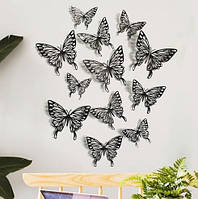 Набір метеликів чорних на скотчі - у наборі 12шт. різних розмірів, в набір входить 2-х сторонній скотч