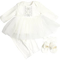 Платье для крещения девочки с серебряной вышивкой, Комплект для Новорожденных девочек платье, рост 56