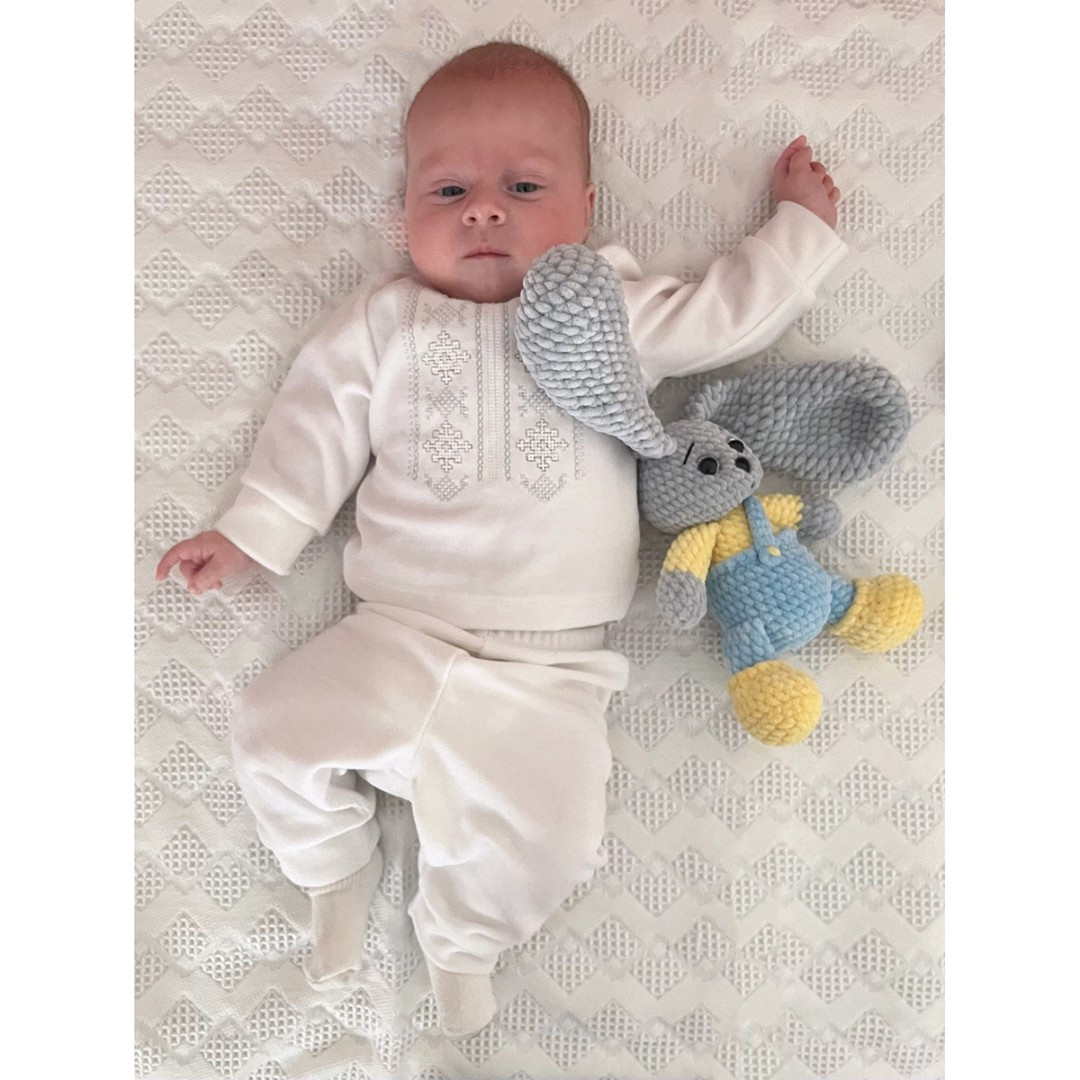 Костюм на хрещення хлопчика велюровий теплий на зиму весну осінь з вишивкою