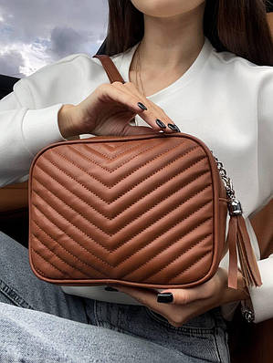 Жіноча шкіряна сумка крос боді коричнева через плече м'яка турецька