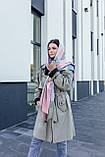 Жіночий палантин кашеміровий на плечі шаль стильний красивий теплий в клітку в рожевих відтінках, фото 3