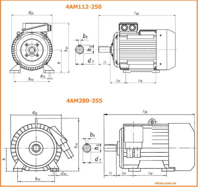 4АМ280М6 размеры