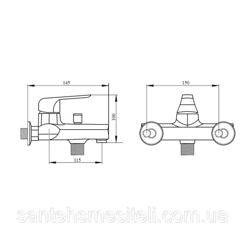 Змішувач 35C 006 для ванни короткий (k35) Brinex - фото 2 - id-p1706067957