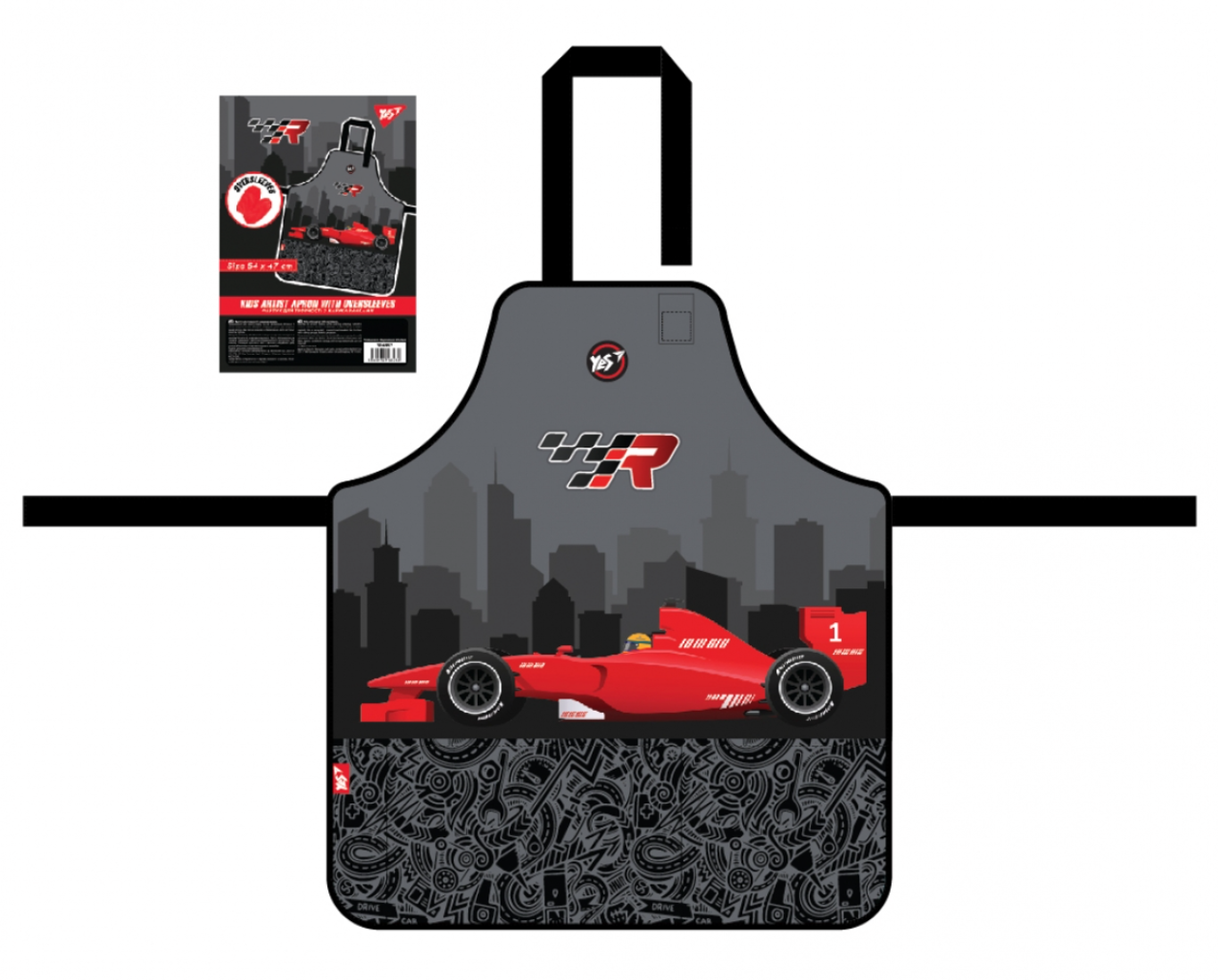 Фартух для творчості YES з нарукавниками Race legend 54х47 см (310867), фото 1