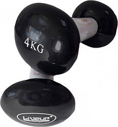 Гантелі вінілові пара LiveUP Vinyl Dumbbell Egg Head чорний 2х4кг LS2001-4 ( 2шт.)